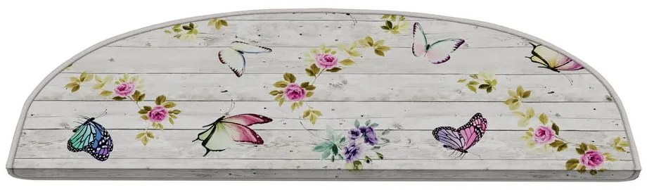 Covorașe pentru scări crem 16 buc. 20x65 cm Butterfly Life – Vitaus