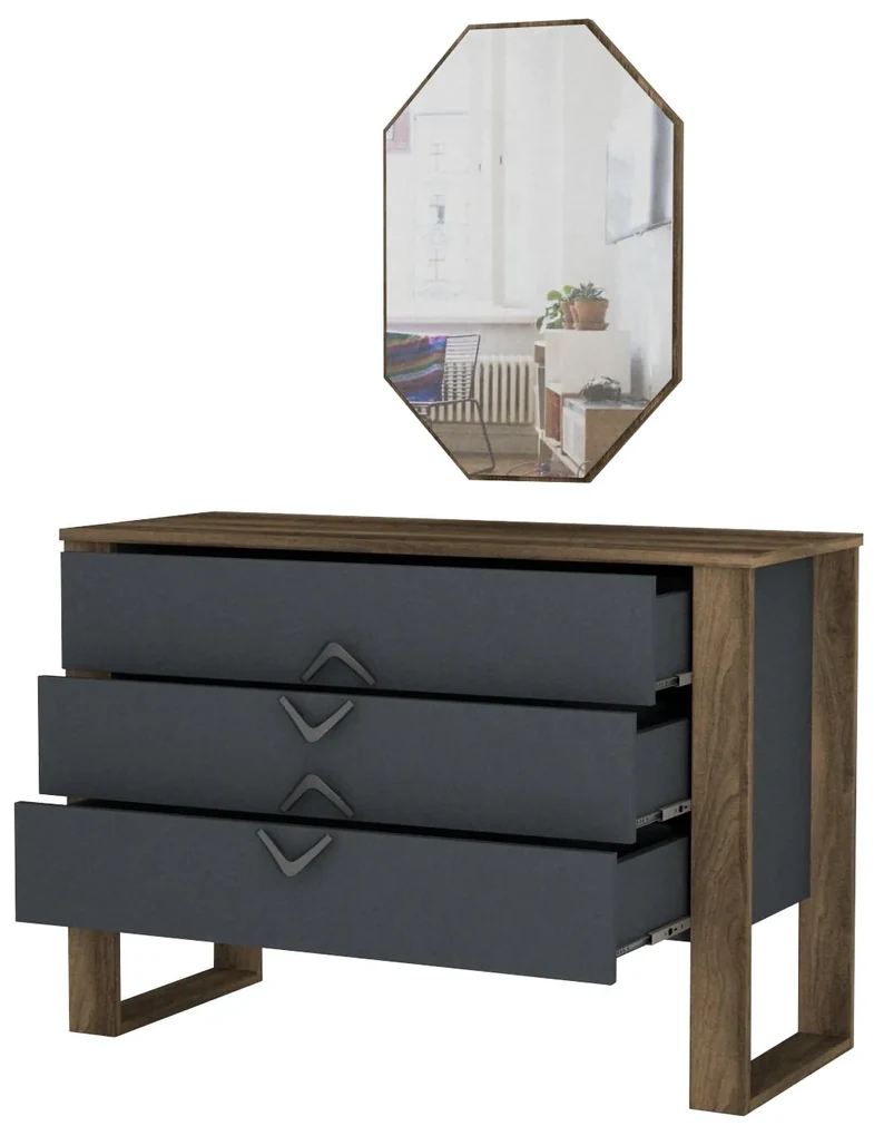 Cabinet Bumerang Aynali - Walnut, Anthracite