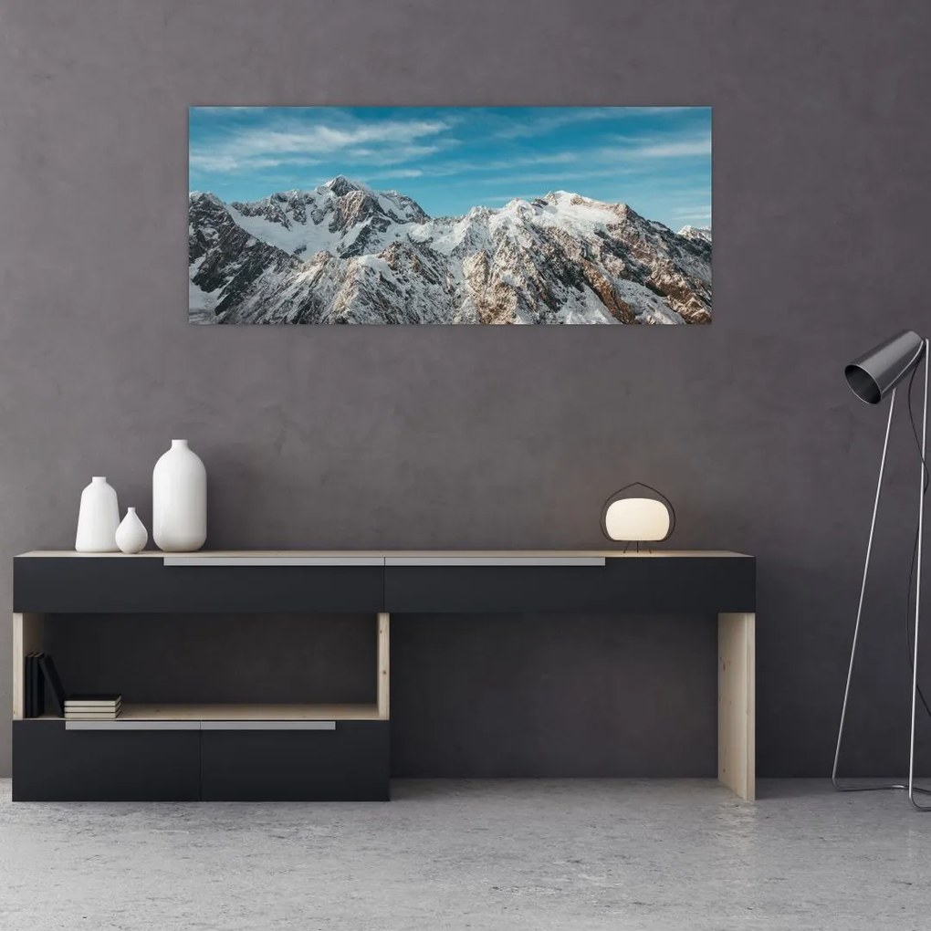 Tablou cu vârfuri înzăpeziți, Fiordland (120x50 cm)