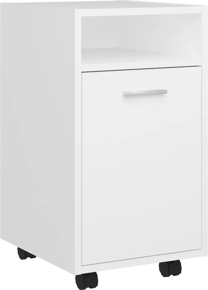 vidaXL Dulap lateral cu roți, alb, 33x38x60 cm, lemn prelucrat