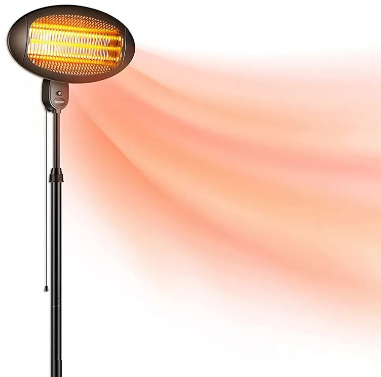 Resigilat: Lampa cu quartz pentru terasa/gradina Beper P203PAN002, 2000W, 3 trepte, Cap reglabil, Protectie la rasturnare, IP34, Negru