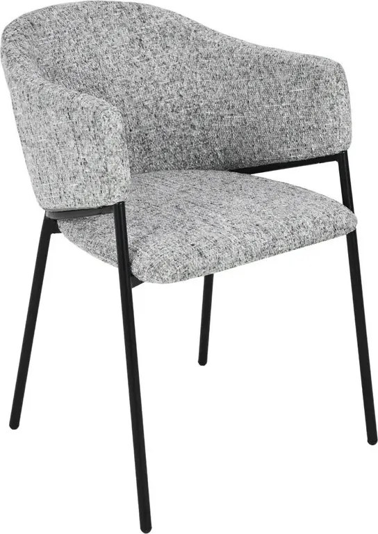 Set de 2 scaune aspect retro, Metal Negru, Chenille Gri, NOBLESSE A-47577 VC