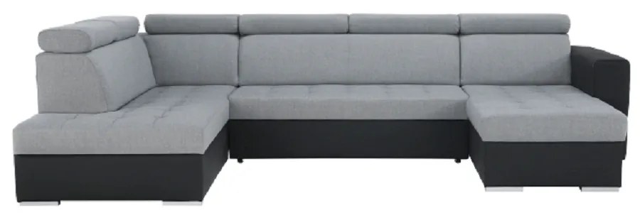 Colţar extensibil, piele ecologică negru/material textil gri deschis, dreapta, VASTO