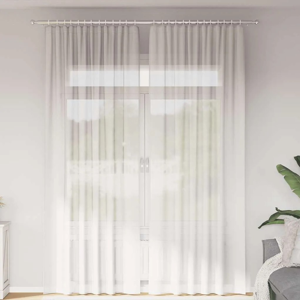 vidaXL Perdele Voile cu buzunare pentru bare 2 buc Alb