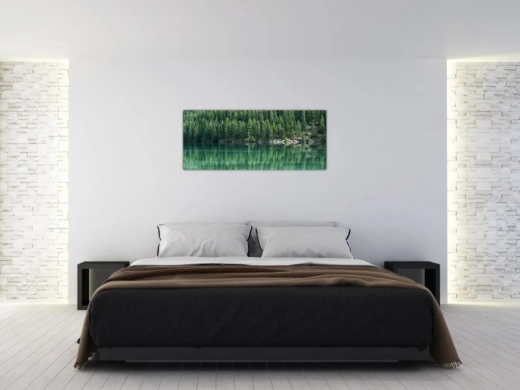 Tablou - Coniferi lângă lac (120x50 cm)