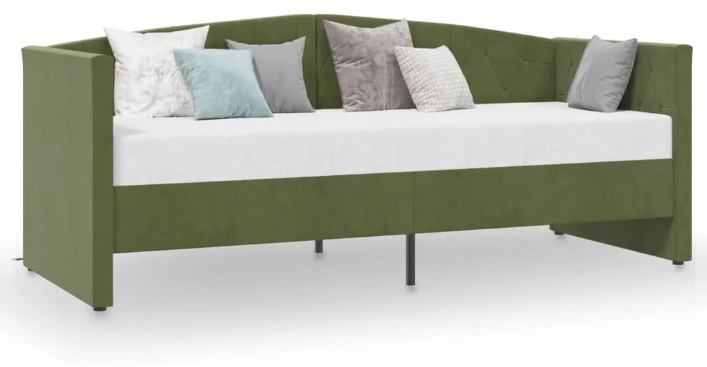 3080345 vidaXL Pat de zi cu saltea, verde închis, 90x200 cm, catifea, USB