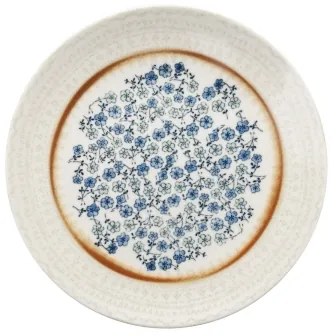 Set de veselă, 24 piese, porțelan, albastru/bej