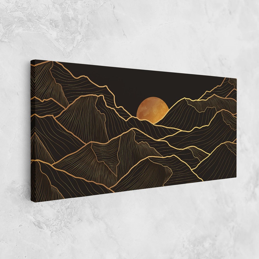 Tablou Canvas, 50x100cm, Dormitor si Living, Peisaje, Munti, Black Gold Mountains