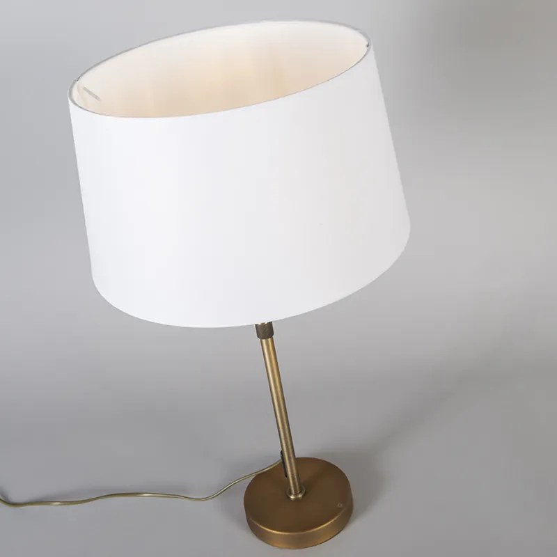 Lampă de masă din bronz cu abajur alb 35 cm reglabil - Parte