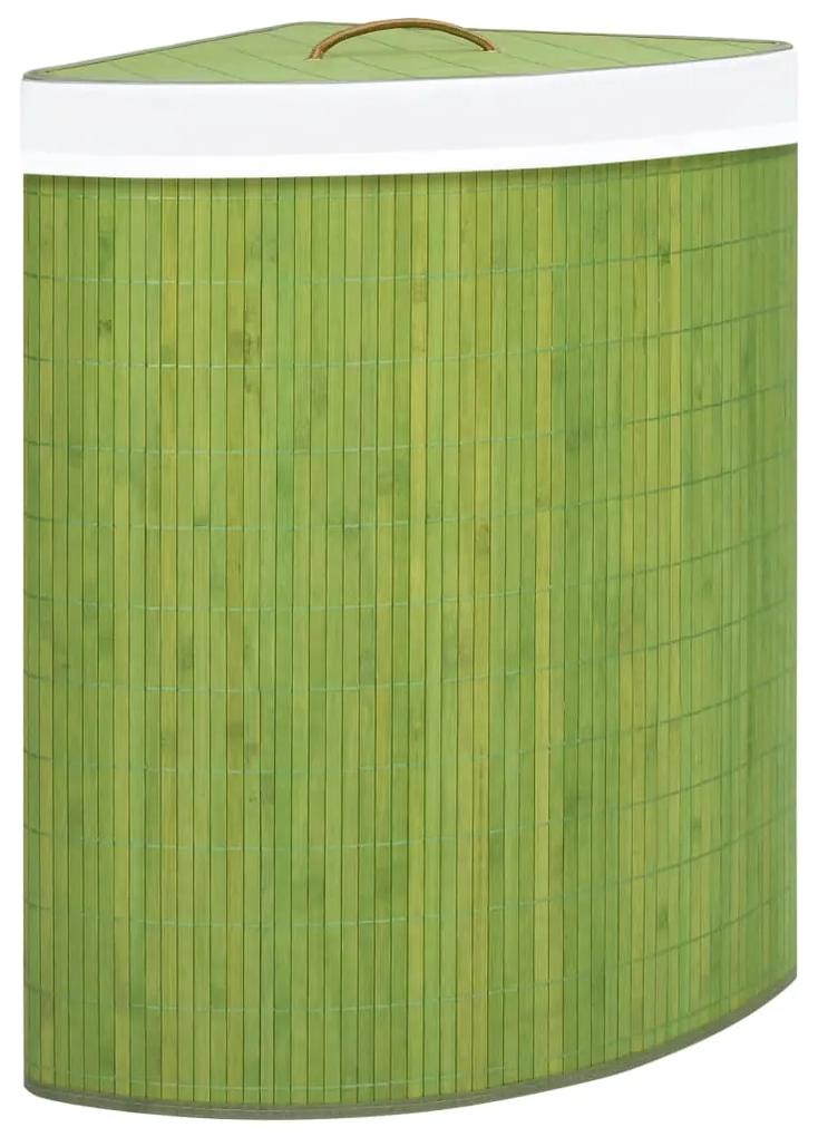 vidaXL Coș de rufe din bambus, pentru colț, verde, 60 l
