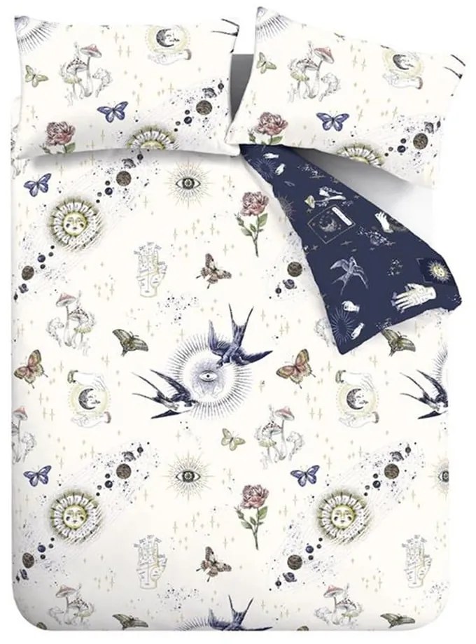 Lenjerie de pat albastră/crem pentru pat dublu/extinsă 230x220 cm Astrology – Sassy B