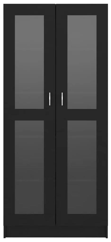 Dulap cu vitrina, negru, 82,5 x 30,5 x 185,5 cm, PAL 1, Negru, 82.5 x 30.5 x 185.5 cm