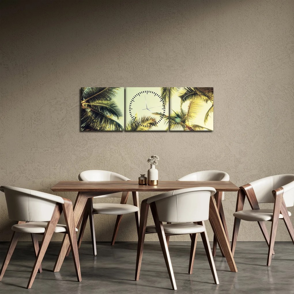 Tablou - Palmieri de cocos (cu ceas) (90x30 cm)