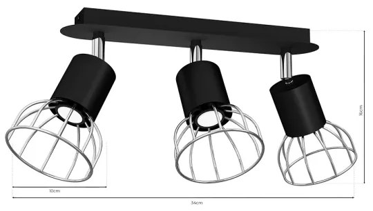 Spot DANTE 3xGU10/25W/230V negru/crom lucios