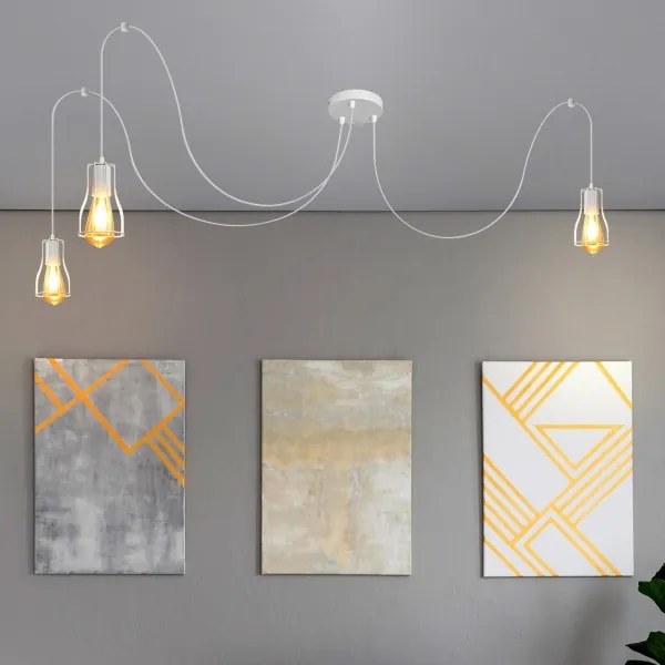 Lustră pe cablu TUBE 3xE27/15W/230V alb