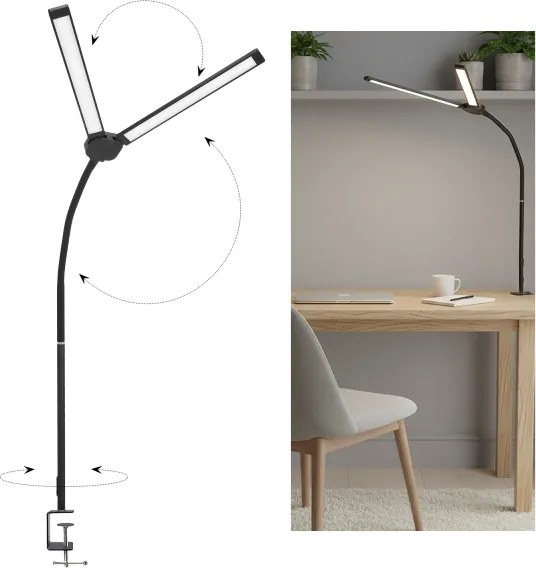 Brilagi - Lampă de birou LED reglabilă USB VARIO LED/14W/5V 3000-6000K neagră