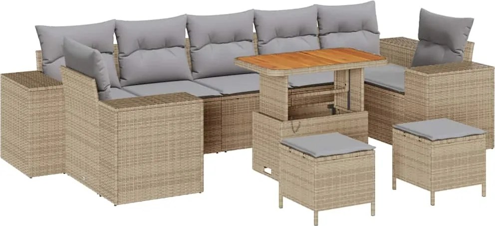 vidaXL Set de canapele pentru grădină 10 pcs Beige și gri deschis