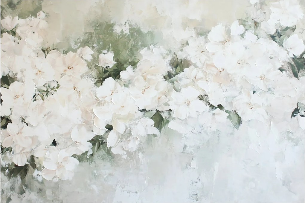Tablou - Abstracție de Flori Albe (90x60 cm)