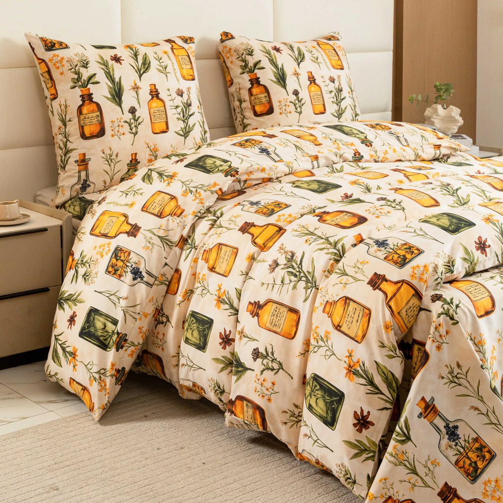 Lenjerie de pat din microfibra APOTHECARY crem Dimensiune lenjerie de pat: 2 buc 70 x 90 cm | 200 x 220 cm