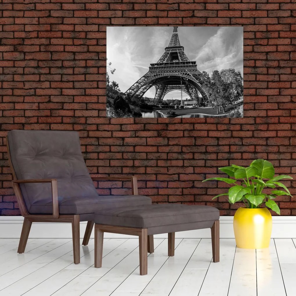 Tablou - Turnul Eiffel, alb-negru (90x60 cm)