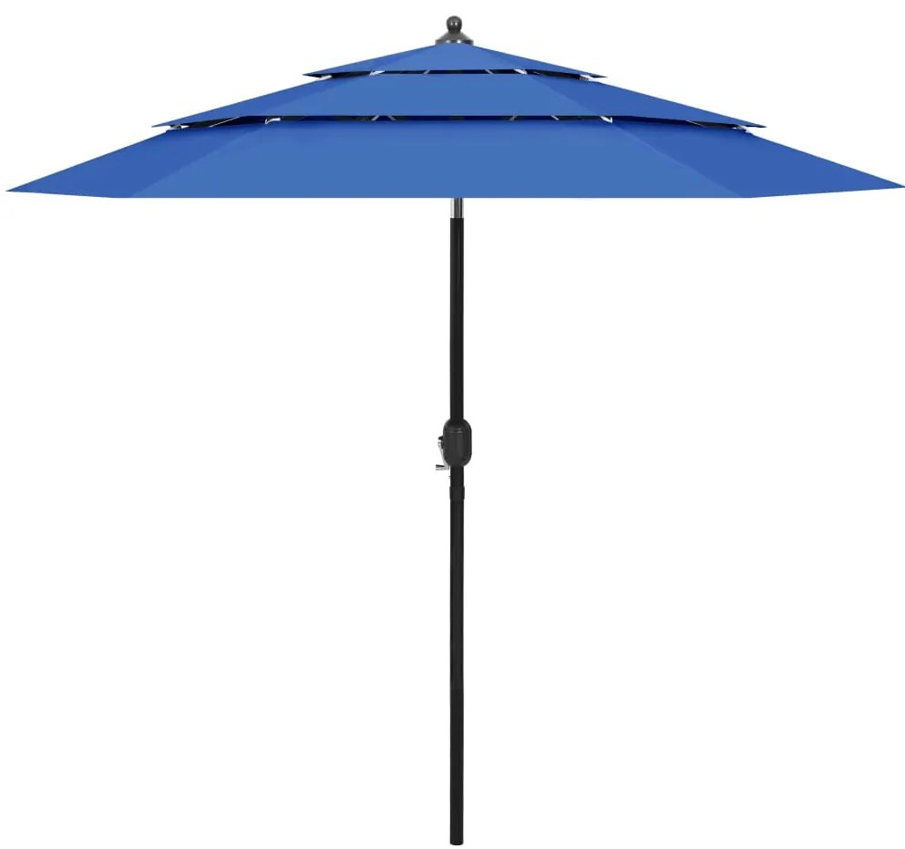 Umbrela de soare 3 niveluri, stalp de aluminiu, azuriu, 2,5 m azure blue, 2.5 m