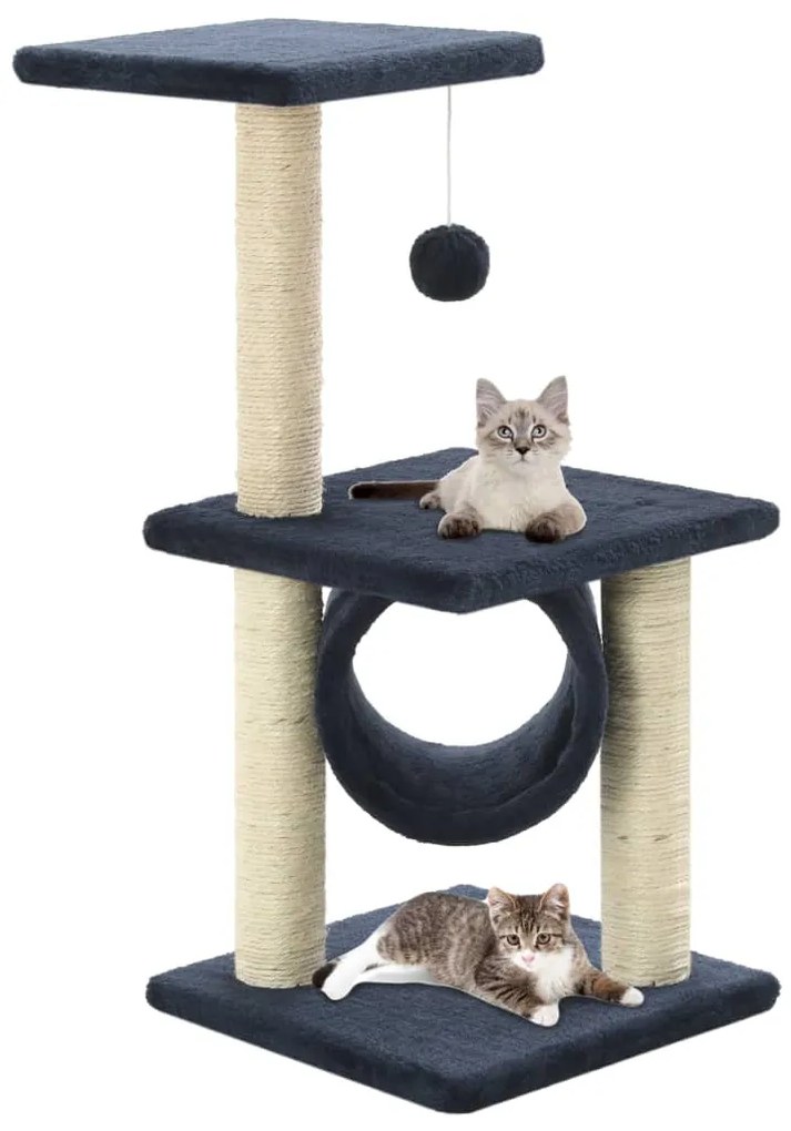 170550 vidaXL Ansamblu pisici, stâlpi din funie sisal, 65 cm, bleumarin