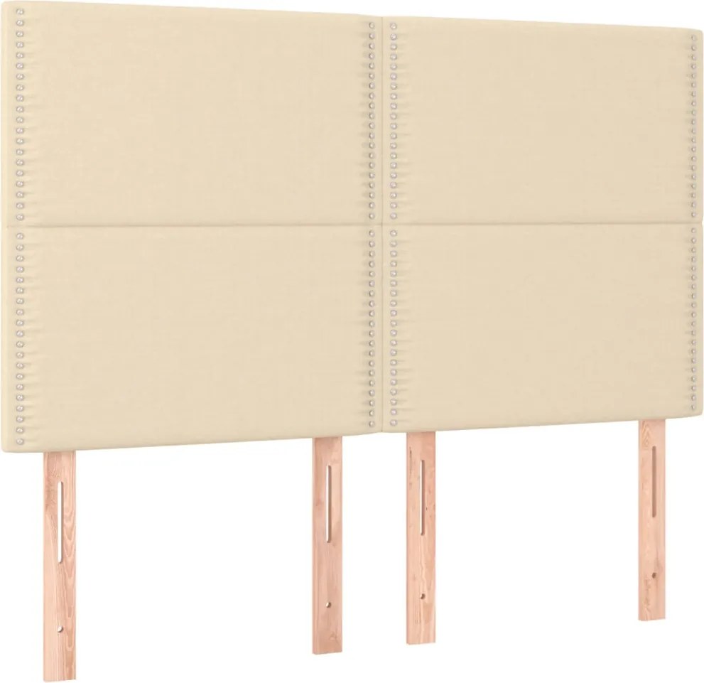 vidaXL Tăblie de pat crem 144x5x118/128 cm, material textil