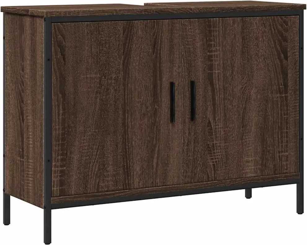 vidaXL Dulap chiuvetă de baie, stejar maro, 80x30x60 cm lemn prelucrat