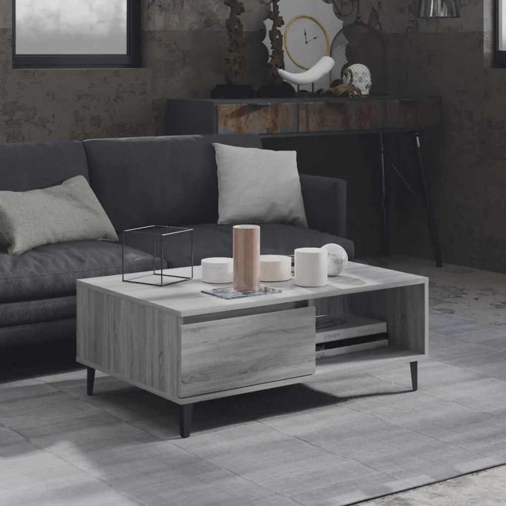 vidaXL Masă de cafea, gri sonoma, 90x60x35 cm, lemn compozit