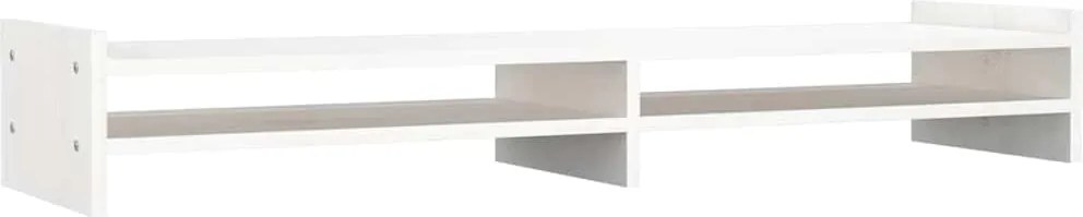 vidaXL Suport pentru monitor, alb, 100x27x15 cm, lemn masiv pin