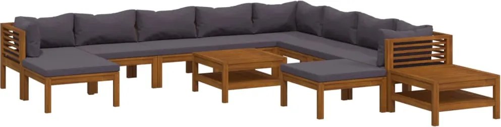 vidaXL Set mobilier grădină cu perne, 12 piese, lemn masiv de acacia