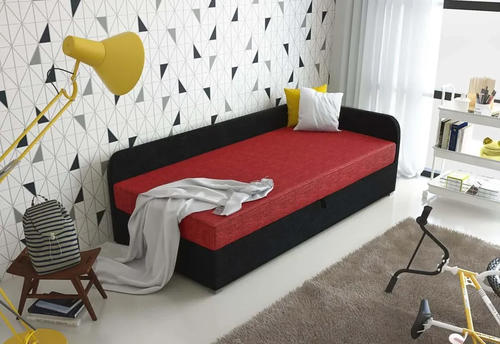 Supermobel Pat tapiţat UNO + somieră + saltea, 90x200, Sawana21/05, colţ dreapta