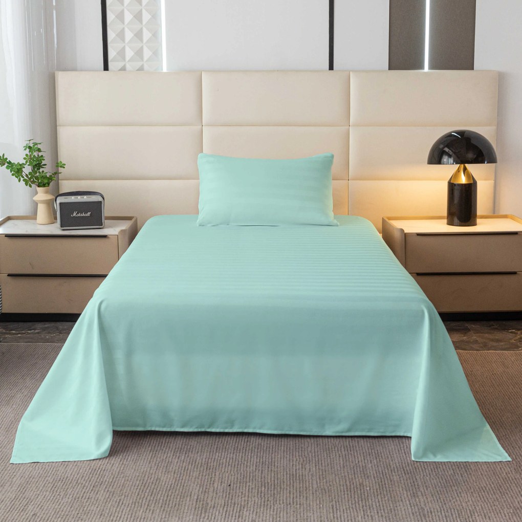 Cearsaf de hotel din microfibra 140x240 cm si husa pentru perna 50x70 cm JASMINE, mentol Inchidere: Fermoar