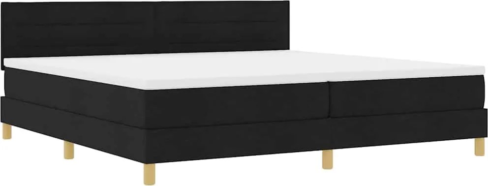 vidaXL Pat cu arc LED cu saltea cu led Negru 200 x 200 cm țesătură