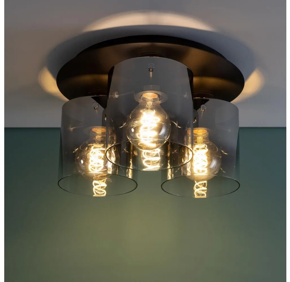 Brilliant - Plafonieră BETH 3xE27/60W/230V Ø 37 cm negru/fumuriu