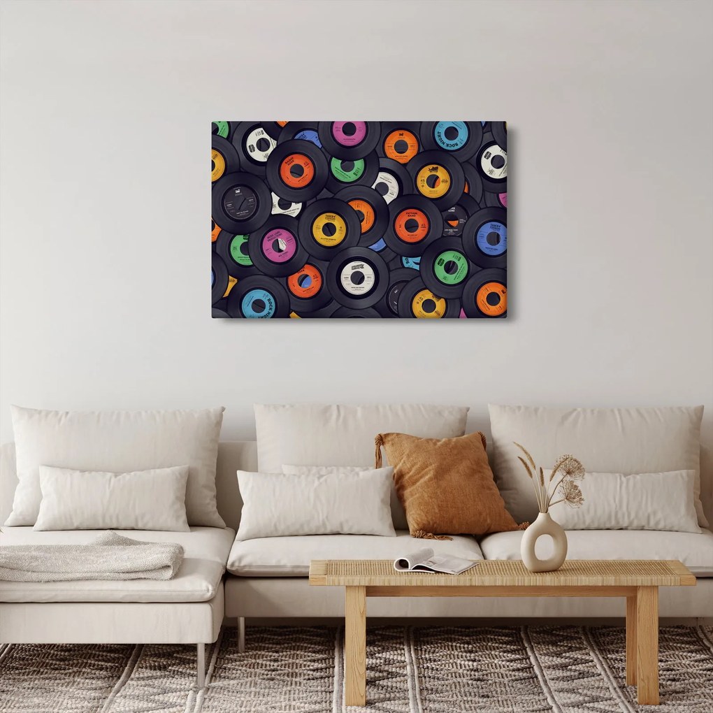 Tablou - plăci de gramofon (90x60 cm)