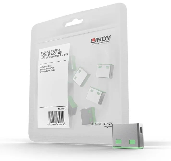 Lindy 10 USB Port Locks GREEN no Key