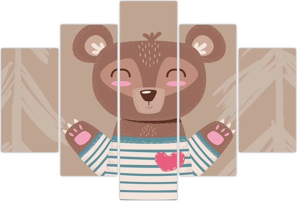 Tablou - Ursuleț de pluș în tricou cu dungi (150x105 cm)