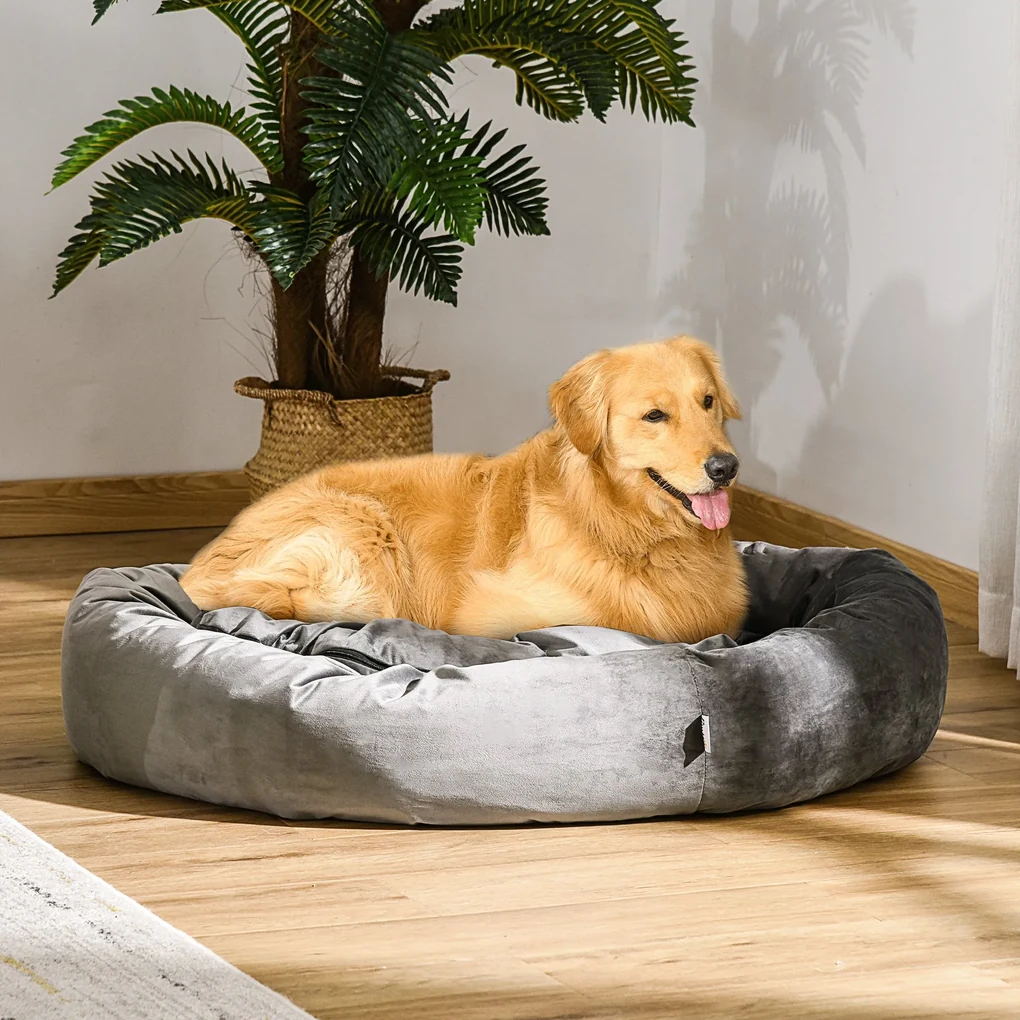 PawHut pat capitonat pentru caini, 102x74x23cm, gri inchis | AOSOM RO