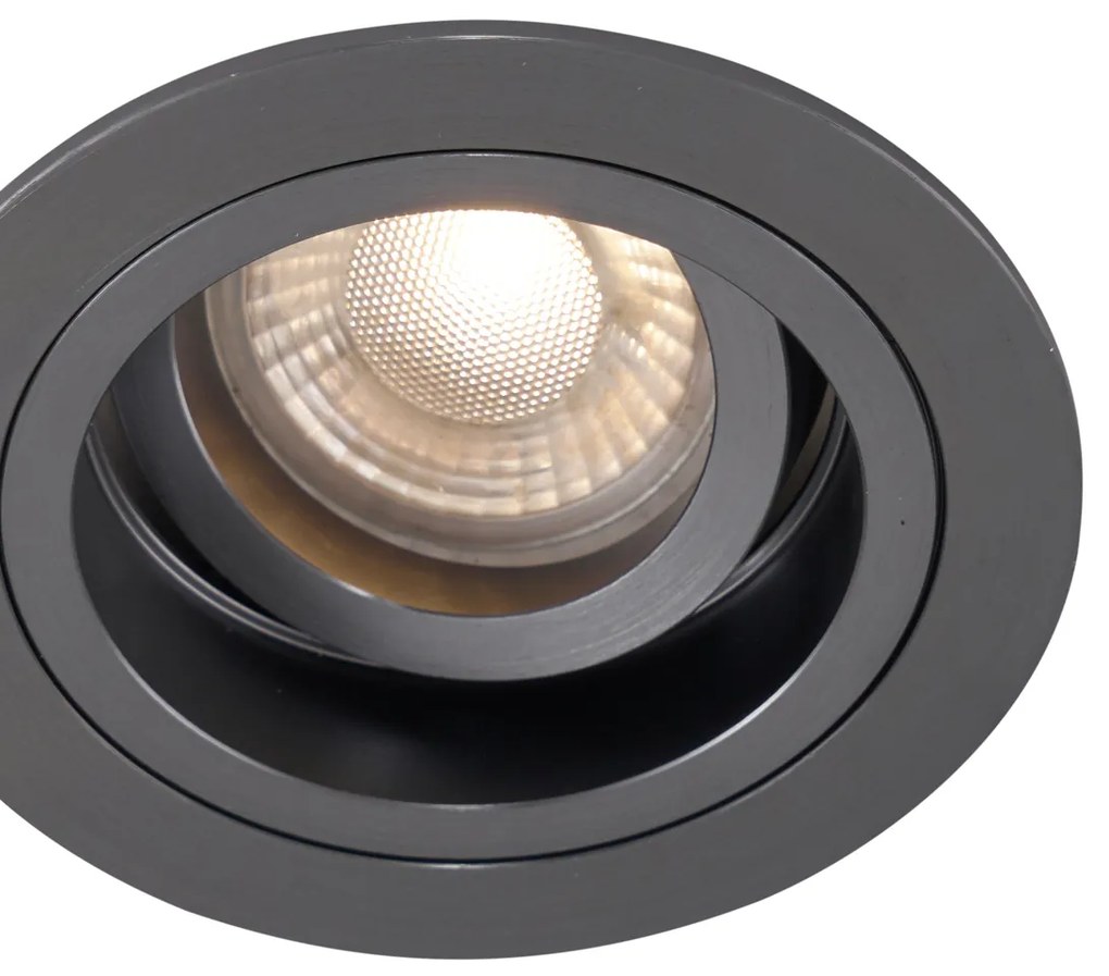 Set de 6 spoturi încastrate moderne Gunmetal GU10 50mm rotunde orientabile - Chuck