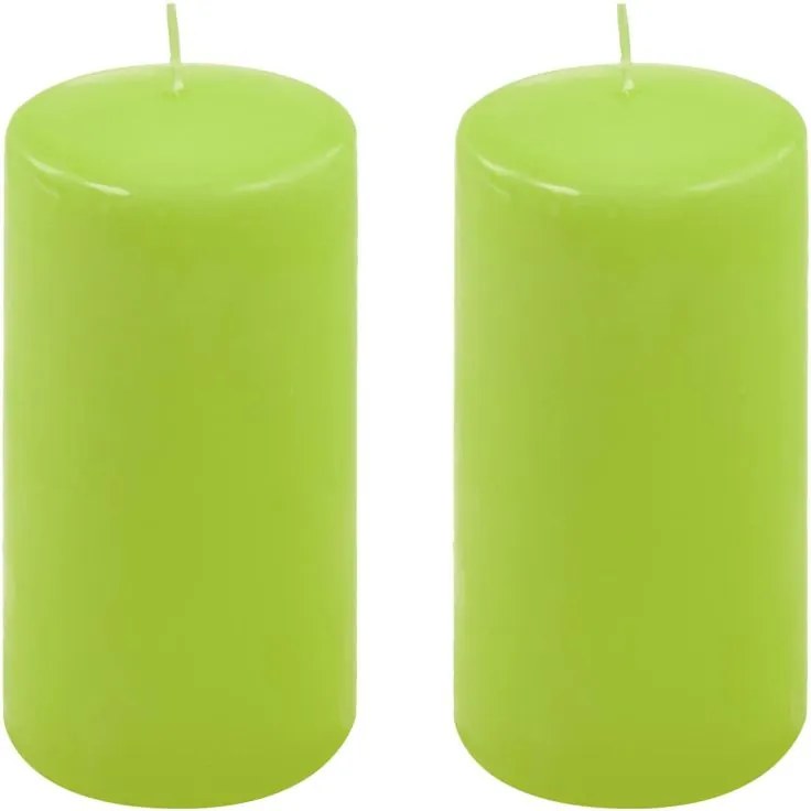 Set de lumânări în formă de pilon, 15 cm, Ø 7,5 cm, verde de