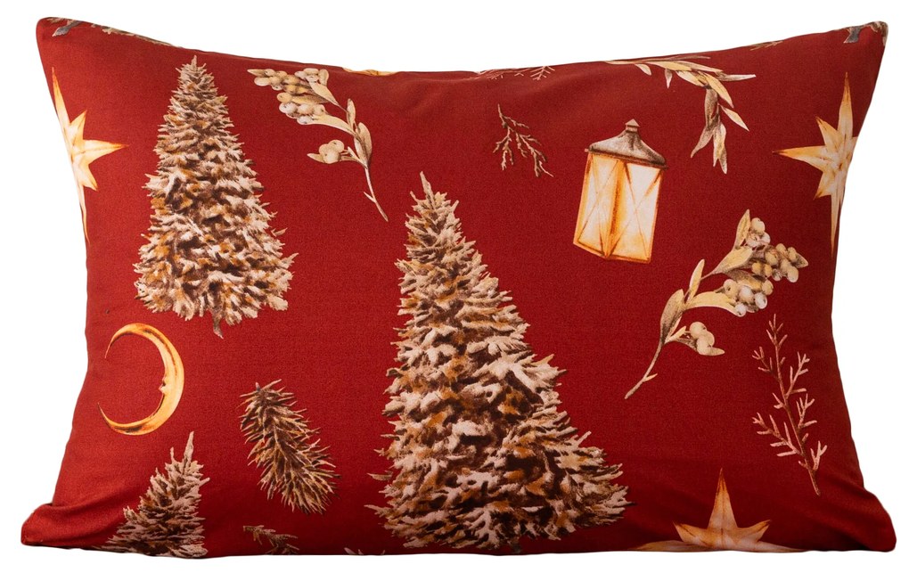 Husa de perna din microfibra GOLD CHRISTMAS 50x70 cm, rosu