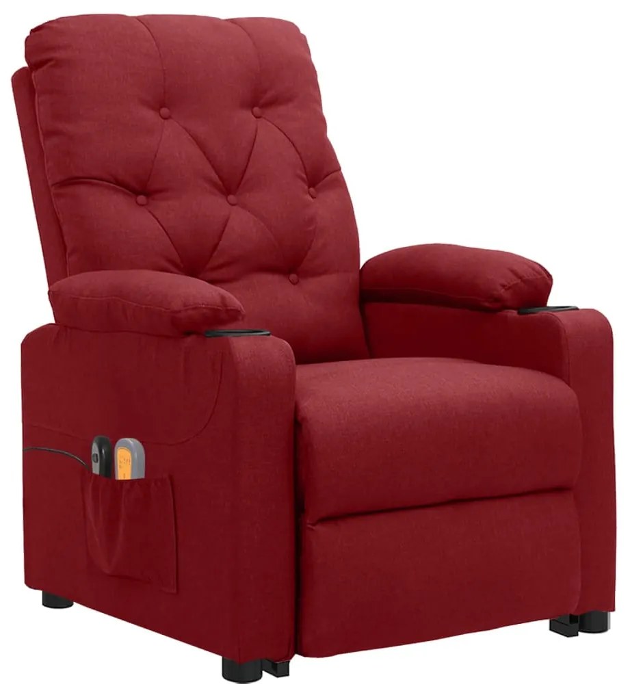 3093490 vidaXL Fotoliu de masaj cu ridicare, roșu vin, material textil