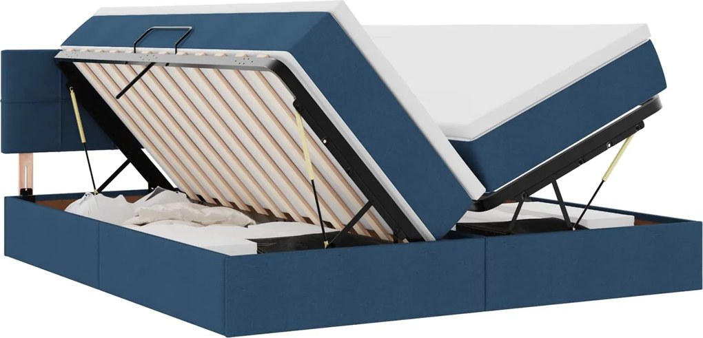 vidaXL Pat cu storage albastru 180 x 200 cm Piele artificială