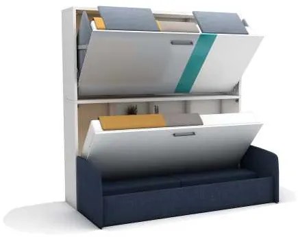 Set pat rabatabil orizontal suprapus cu canapea de 2 locuri - SMART BUNK SOFA SET(90X190)