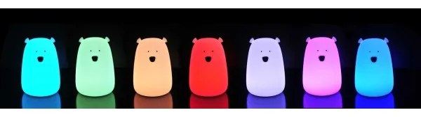 Lampă LED RGB pentru copii BEAR, tactilă, 0,8W, 5V, albă + USB