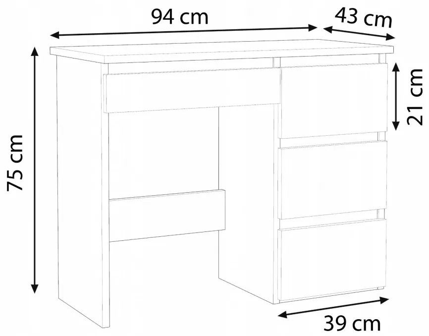 BIA504 - Masa de Birou 94 cm, office - Alb, Wenge, Sonoma sau Stejar