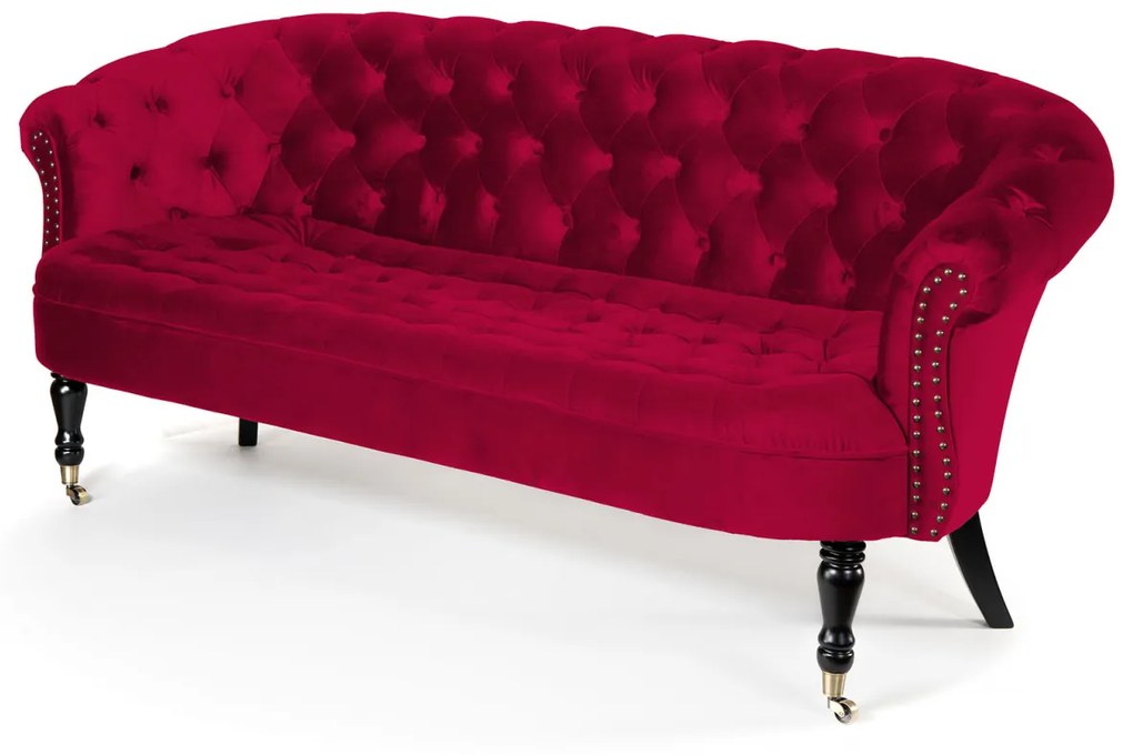 Canapea 3 locuri Filip Chesterfield, roz fucsia, 196x82x82 cm