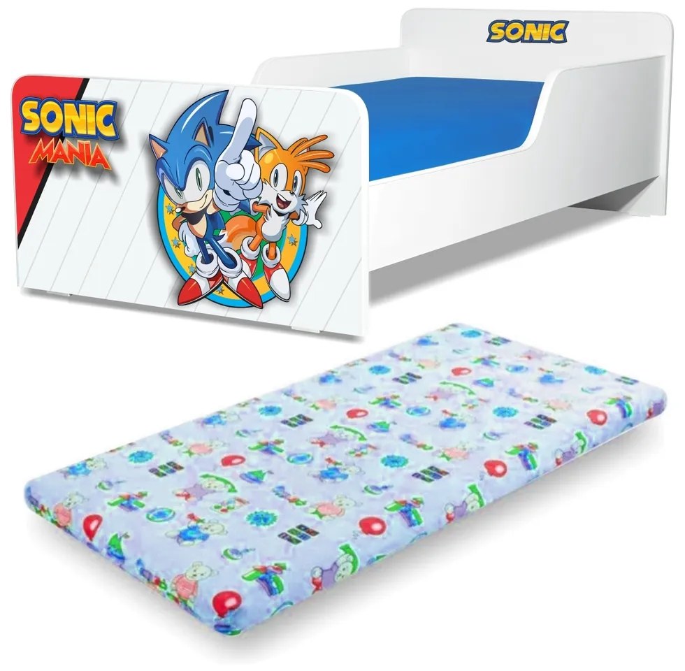 Pat Copii Start Sonic 2-8 Ani Cu Saltea din Lana Inclusa - Pc-p-mok-son-70