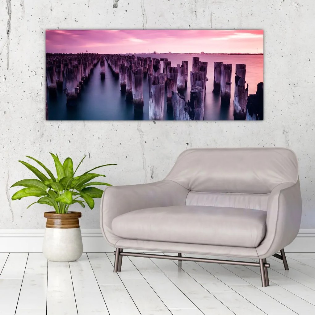 Tablou cu pari din lemn (120x50 cm)